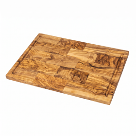 Mediterranean Olive Wood Large Cutting Board with Juice Groove, 15.5" x 10" Charcuterie Platter & Carving Board for Kitchen & Dining Table