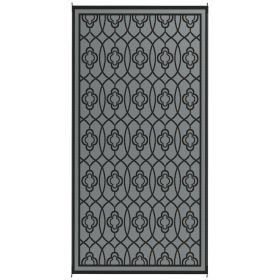 Reversible Outdoor Rug, Waterproof Plastic Straw With Carry Bag, 9 X 18, Black & Gray Lantern (Option: Black)