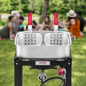 18 Qt Fish And Wing Fryer Aluminum Outdoor Propane Deep Fryer Kit With 2 Baskets (Option: Silver)
