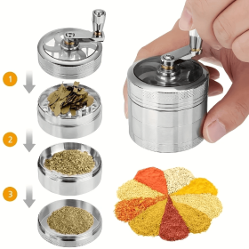 Herb Grinder Spice Herbal Metal Crusher Handle Hand Muller (Color: Sliver)